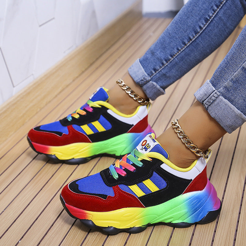Women's Fashion Colorful Front Lace-up Sneakers