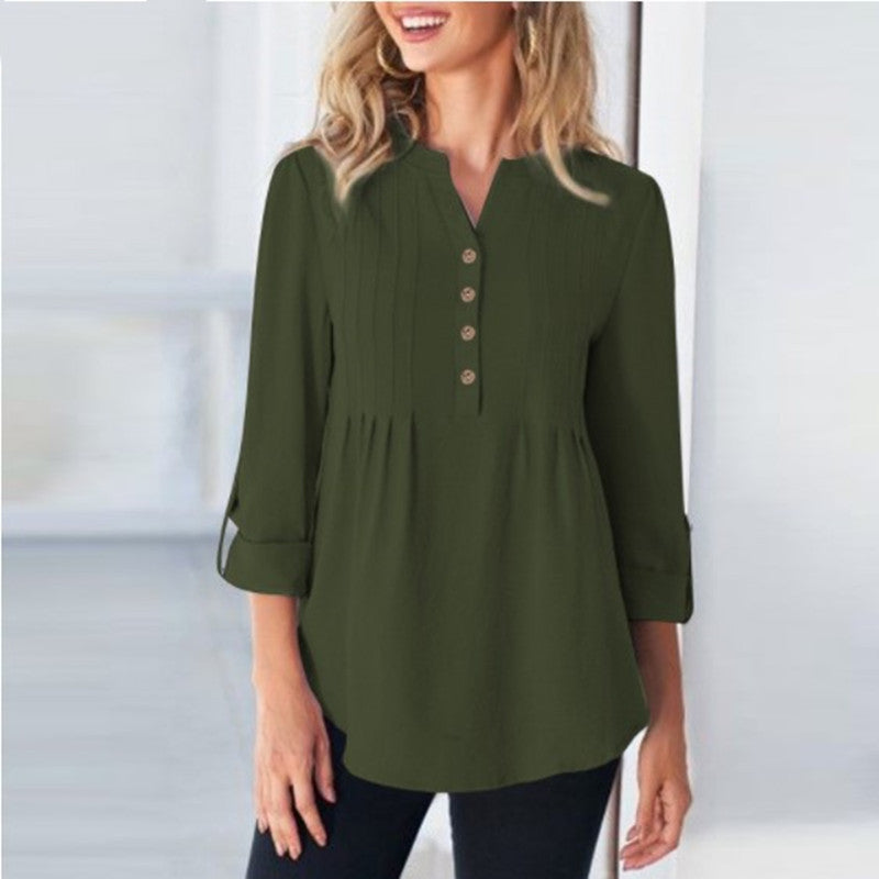 Women's Fashion Casual Solid Color Shirt