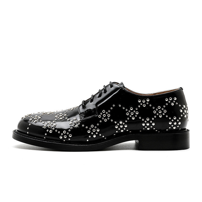 Leather Rivets British Style Shoes - Women