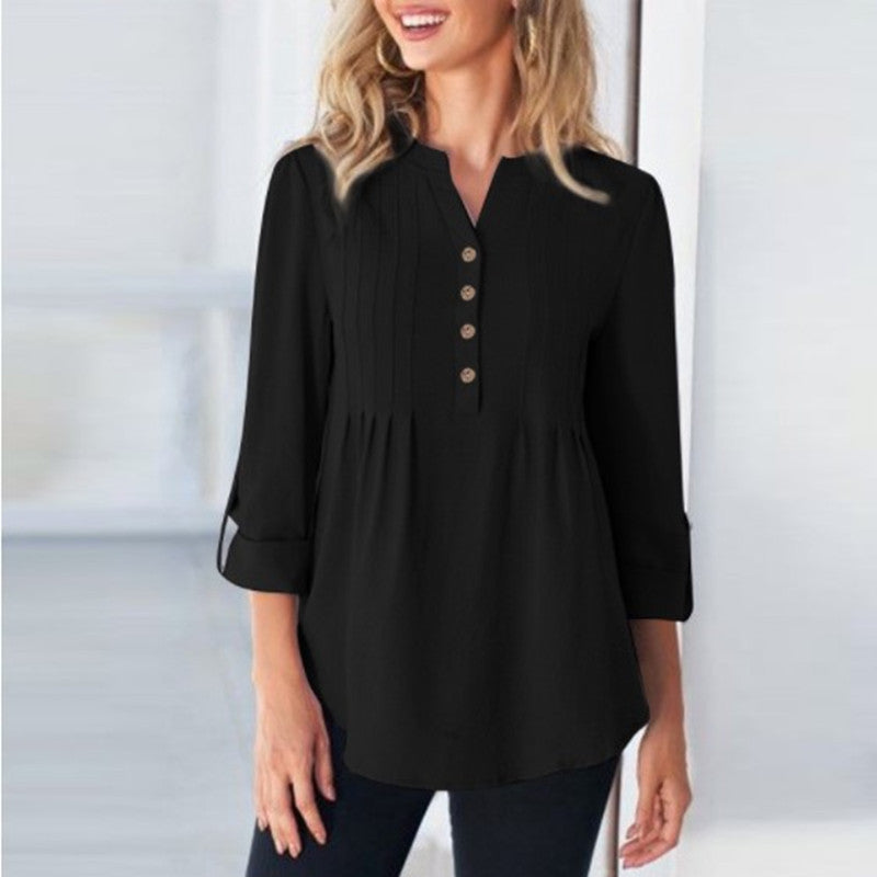 Women's Fashion Casual Solid Color Shirt