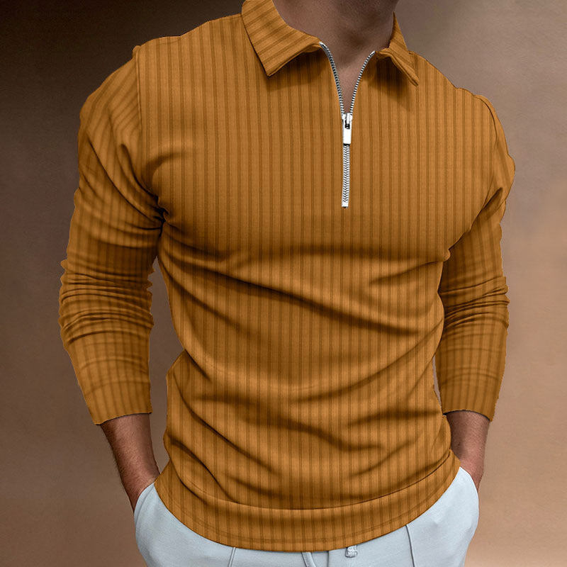 Men's Zipper Striped Long Sleeves