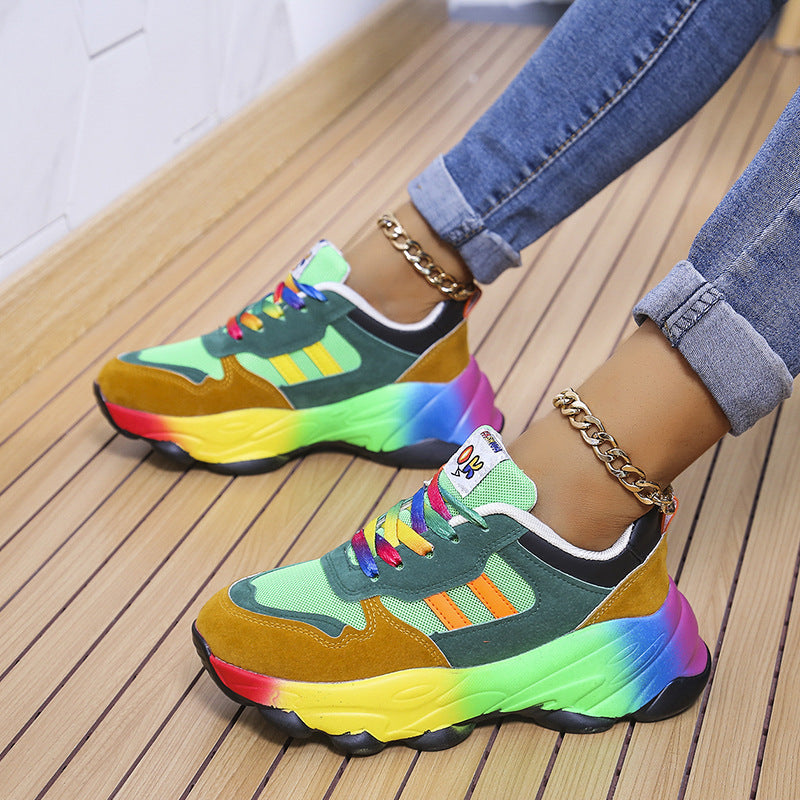 Women's Fashion Colorful Front Lace-up Sneakers