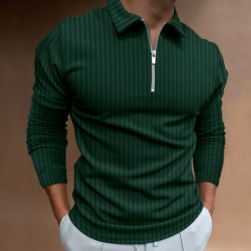Men's Zipper Striped Long Sleeves