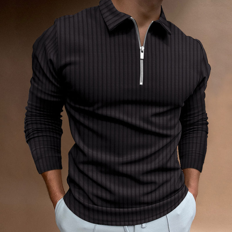 Men's Zipper Striped Long Sleeves