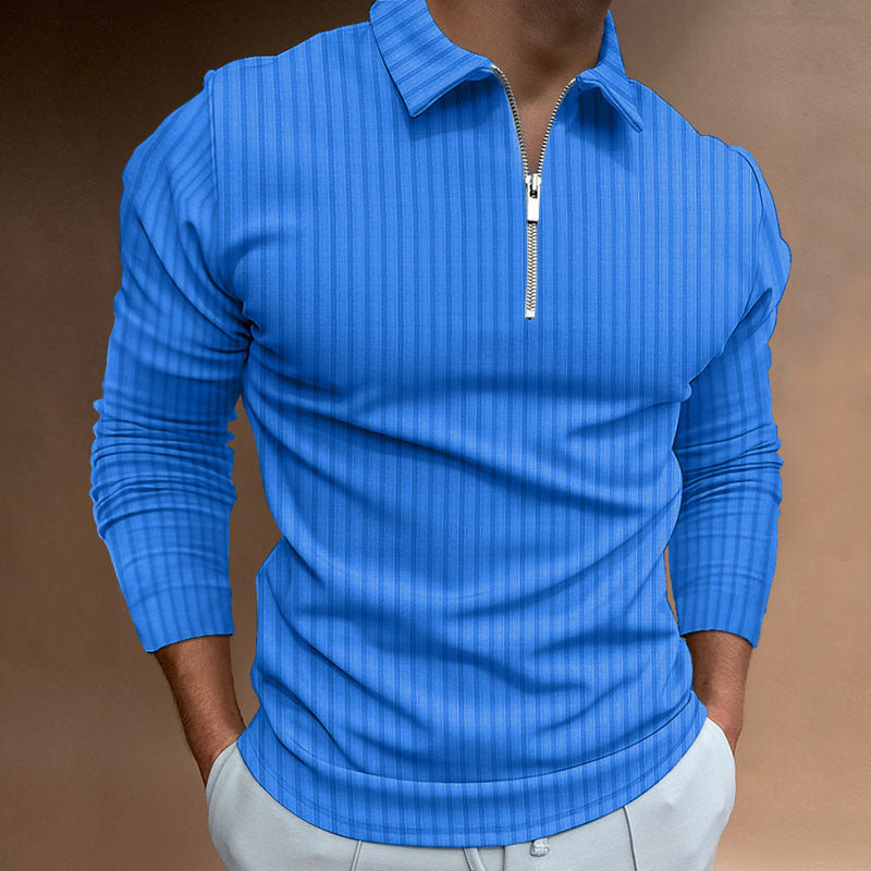 Men's Zipper Striped Long Sleeves