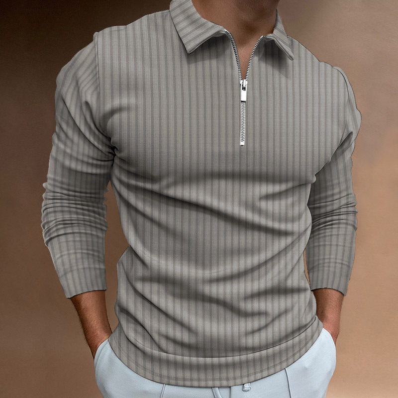 Men's Zipper Striped Long Sleeves