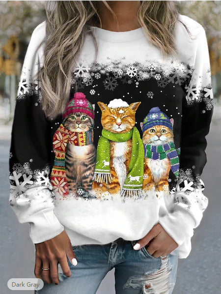 Women's Christmas New Snowman - Cat Long Sleeve Jumper