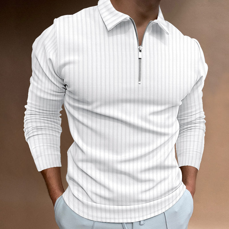 Men's Zipper Striped Long Sleeves