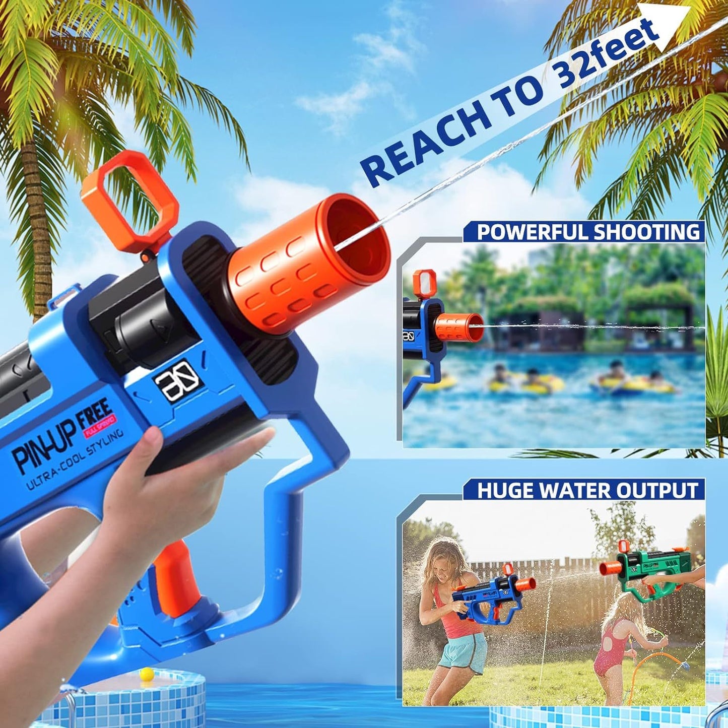 Lectric Water Gun For Adults Kids, Motorized Squirt Guns With Rechargeable Battery 800cc High Capacity, Long Distance Automatic Water Guns Up To 32 FT Range,Water Blaster Beach Pool Toys