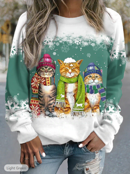 Women's Christmas New Snowman - Cat Long Sleeve Jumper