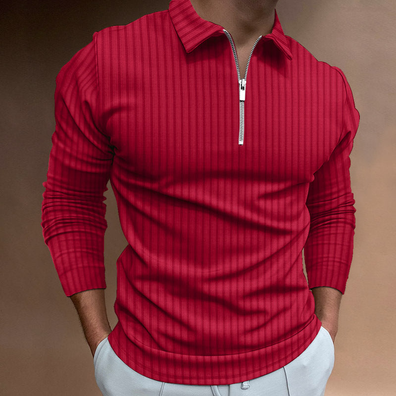 Men's Zipper Striped Long Sleeves