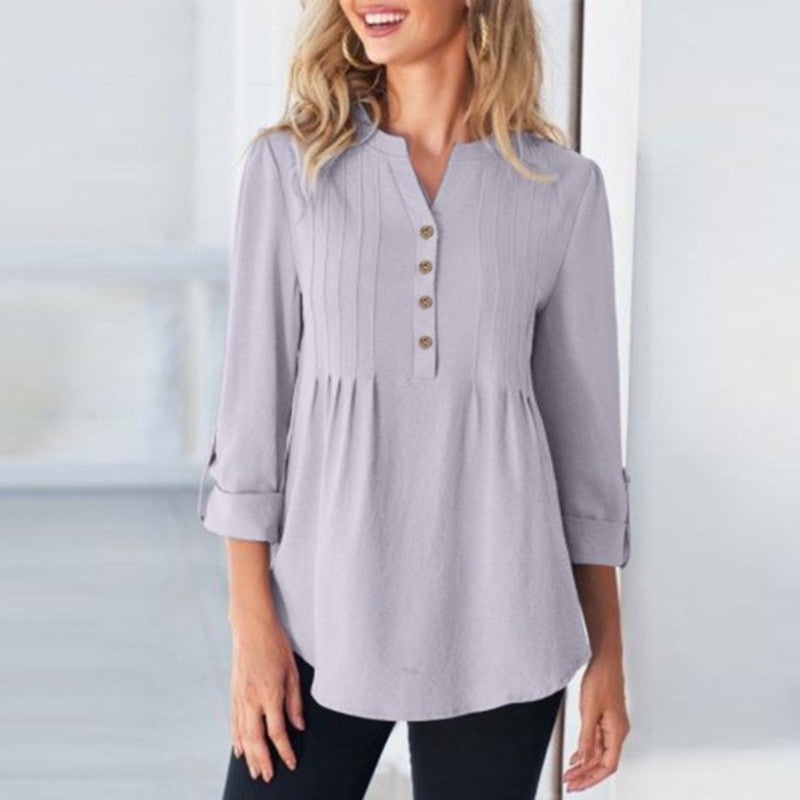 Women's Fashion Casual Solid Color Shirt