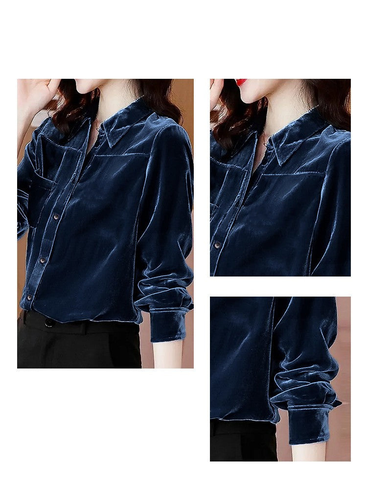 High-end Western Style Pleuche Top Women