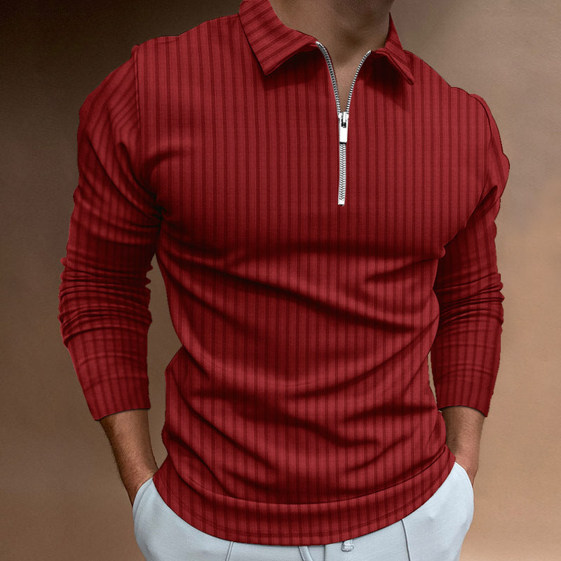 Men's Zipper Striped Long Sleeves