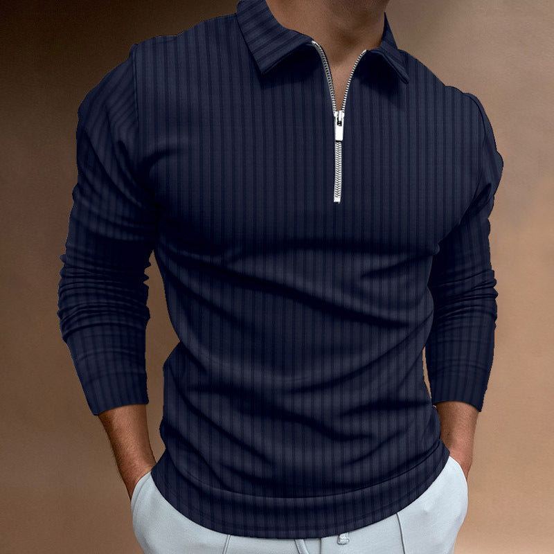 Men's Zipper Striped Long Sleeves