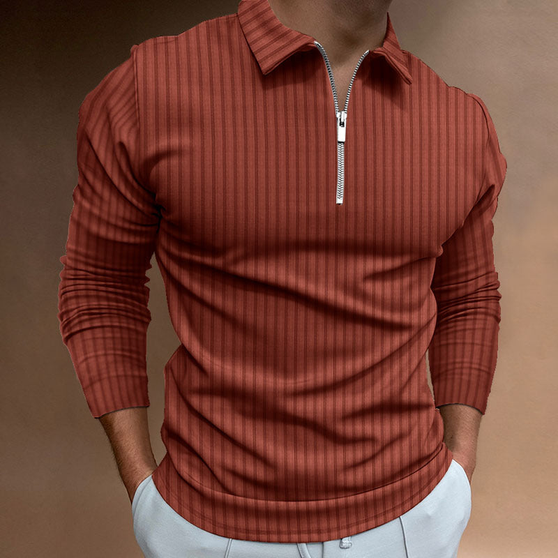 Men's Zipper Striped Long Sleeves