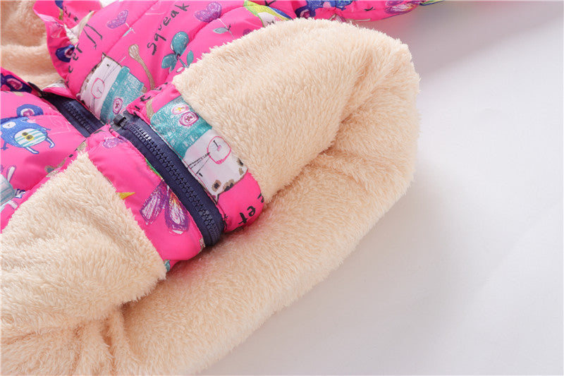 Fashion Graffiti Children Plus Velvet Padded Hooded Jacket