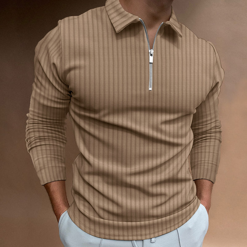 Men's Zipper Striped Long Sleeves