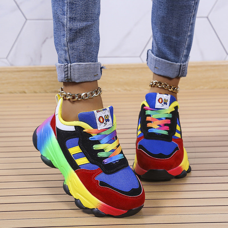 Women's Fashion Colorful Front Lace-up Sneakers