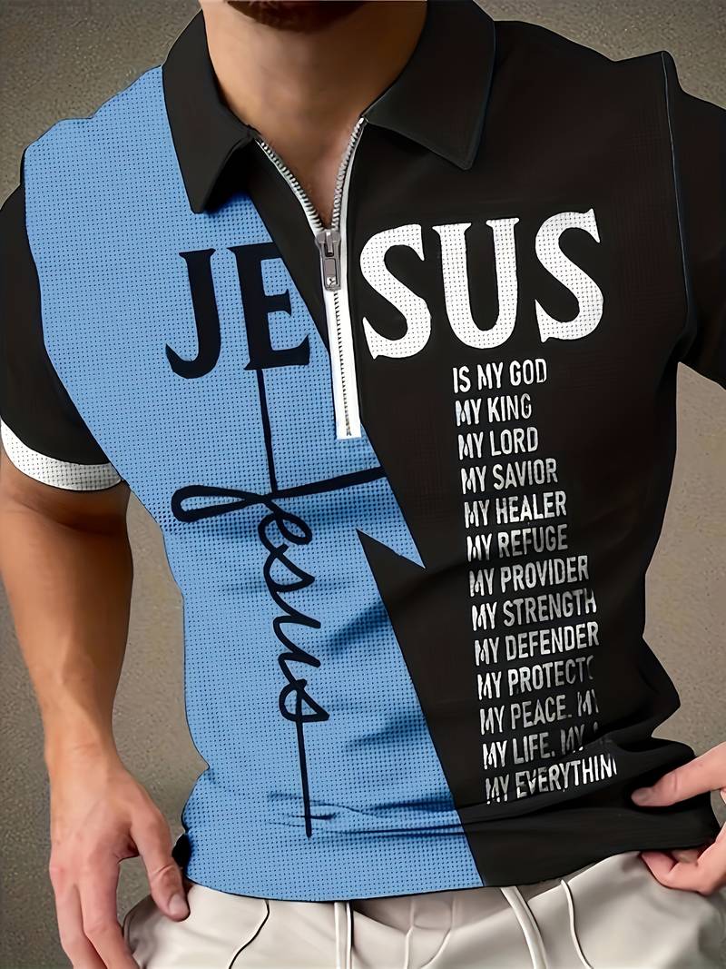Short Sleeve Shirt with Jesus Inscription