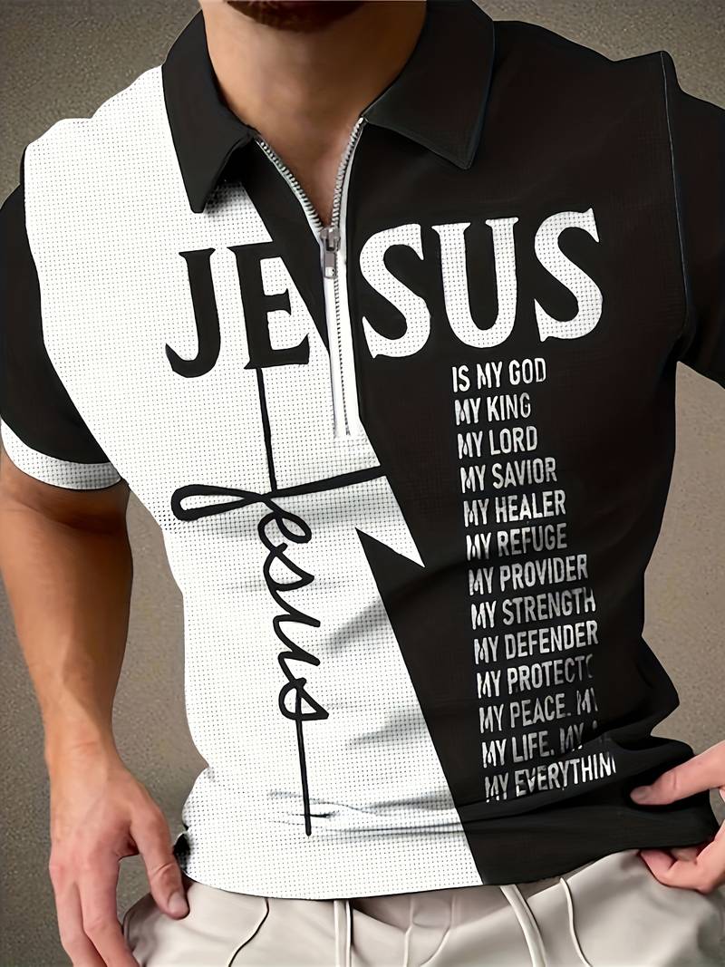 Short Sleeve Shirt with Jesus Inscription