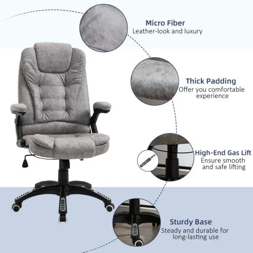 Luxurious High Back Home Office Chair with Adjustable Arms & Wheel Mobility