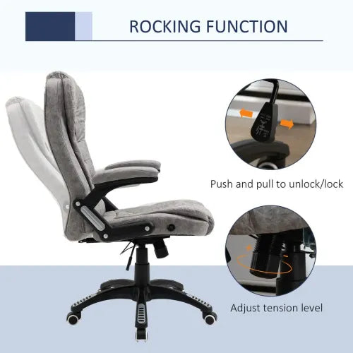 Luxurious High Back Home Office Chair with Adjustable Arms & Wheel Mobility