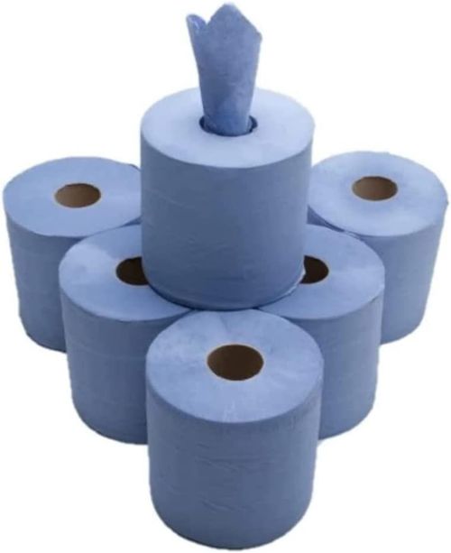 Super Absorbent 2-Ply Blue Roll - 6 Pack for Kitchens & Workplaces