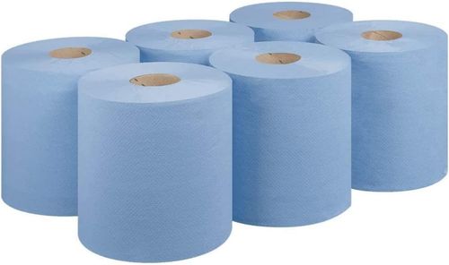 Super Absorbent 2-Ply Blue Roll - 6 Pack for Kitchens & Workplaces