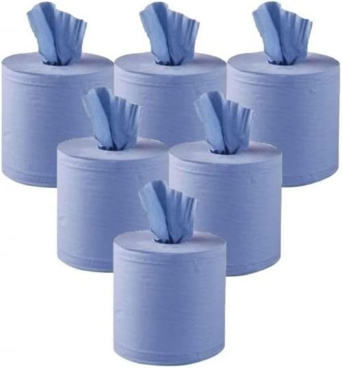 Super Absorbent 2-Ply Blue Roll - 6 Pack for Kitchens & Workplaces