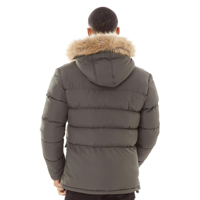 French Connection Men's Parka Row Fur Jacket