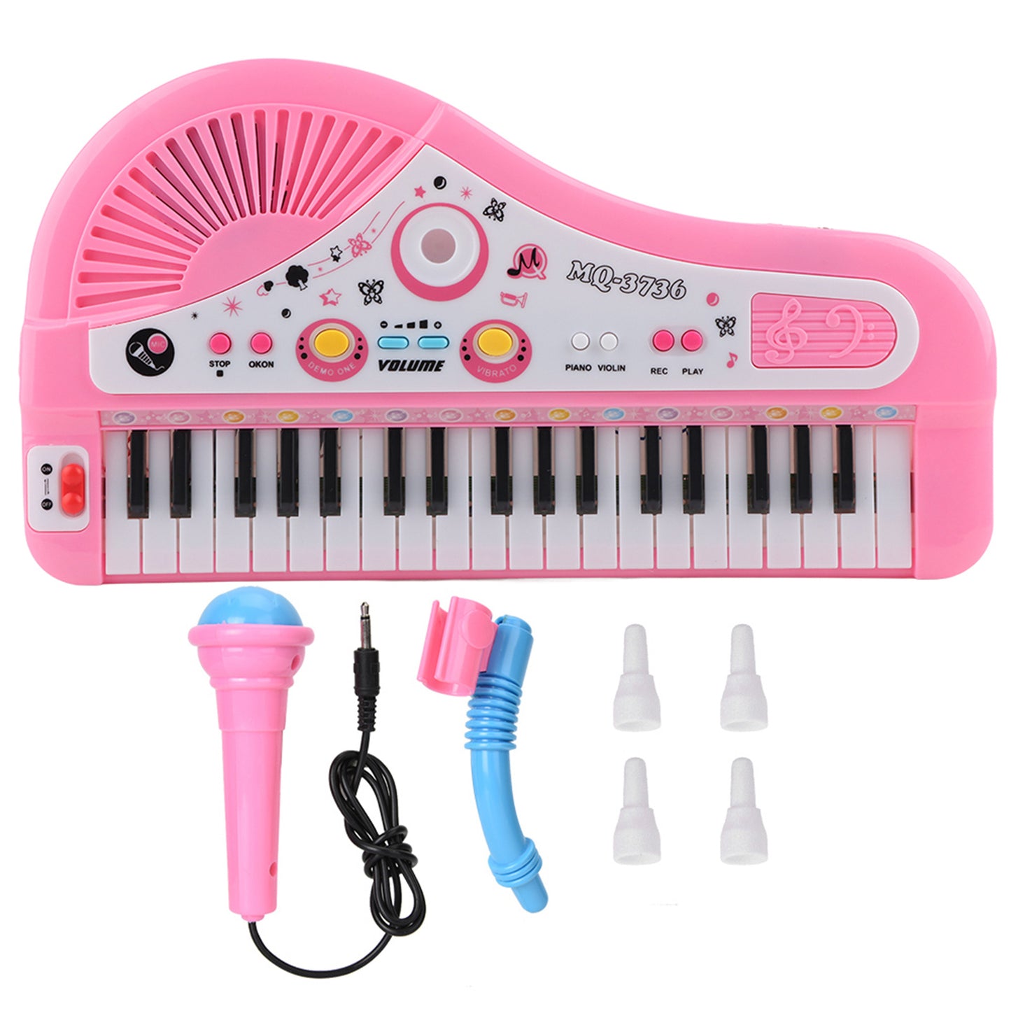 37 Keyboard Electric Piano Instrument with Microphone Kids Educational Toy(Pink)