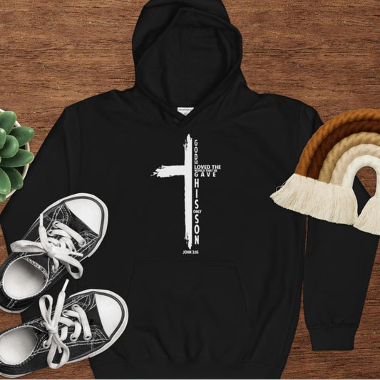 Christian Cross Printed European And American Plus Velvet Hooded Sweater